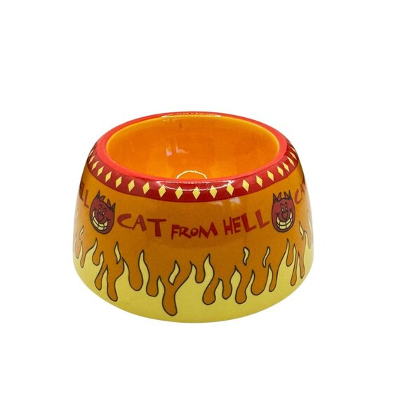 "Cat From Hell" Ceramic Pet Bowl With Flame Design - Picture 3 of 12
